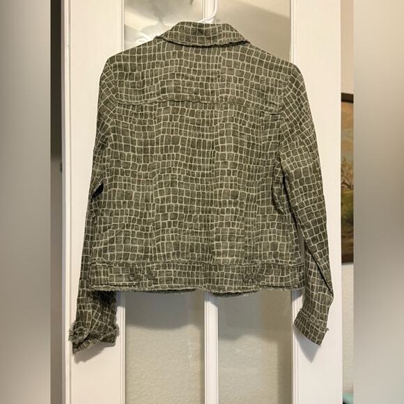 Tommy Bahama Two Palms Crocotiles Linen Jacket Green with Raw Edge size small - Picture 3 of 10